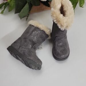 Sparkle Gray Faux Fur Lined Winter Boots